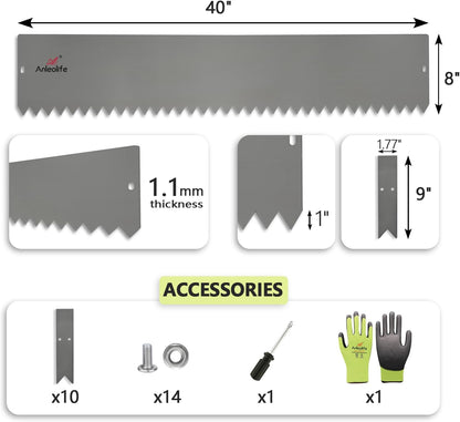 6"/ 8'' Tall Galvanized Steel Garden Edging, 6-Pack (20FT Total), Eco Lawn Border-Grey