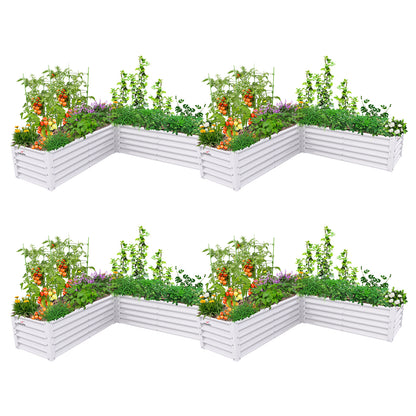 74''x74''x18'' L-shaped Galvanized Steel Raised Garden Bed - White