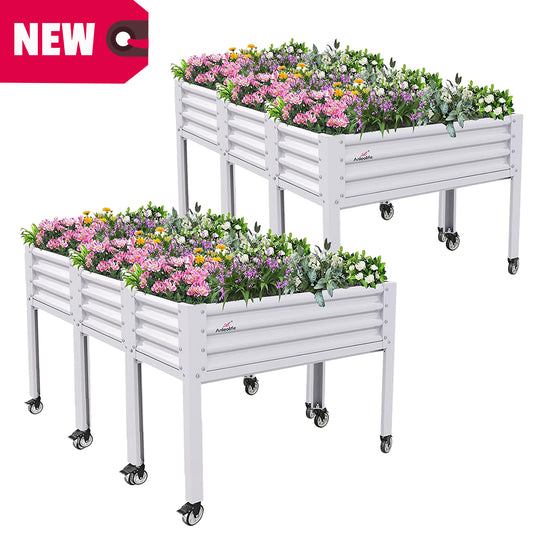 Set of 6: 48''x24''x35''Tall Elevated Bed with wheels, GardenEase  (White)