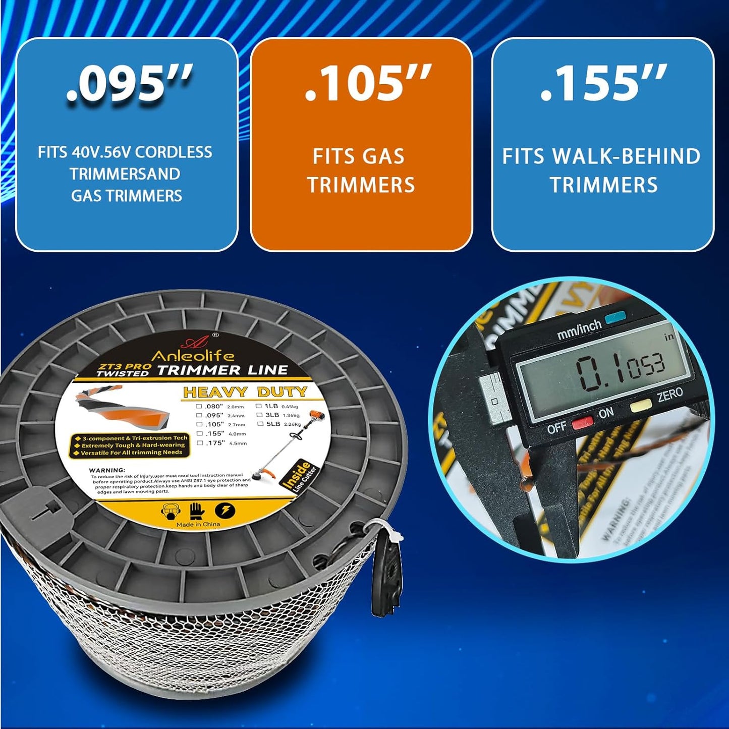 Heavy Duty Diamond .155'' Twisted Trimmer Line