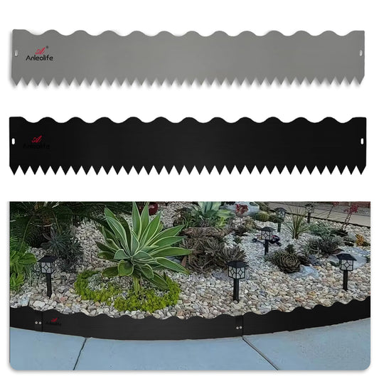 Wavy Edge Galvanized Steel Garden Edging, 6" or 8" Tall, 20 FT (6 x 40")