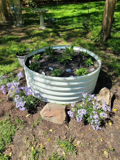 Set of 6: 48"x48"x18" Round Metal Raised Garden Beds (White/Grey)