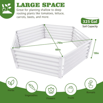 18" Tall Modular Raised Garden Bed Set, 14-Piece White Layout for Customizable Gardening