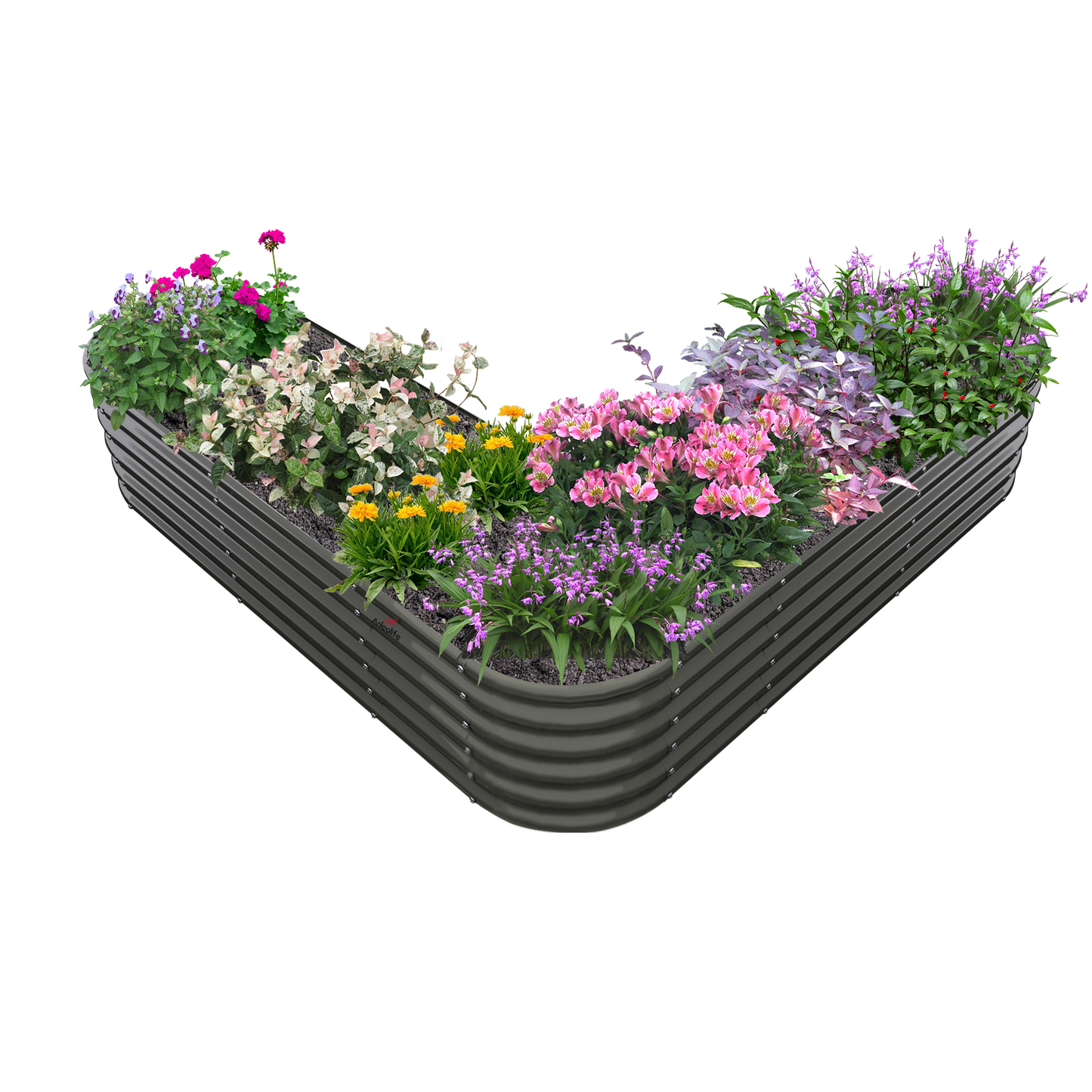 81''x81''x18'' Heart-shaped Galvanized Steel Raised Garden Bed - Grey