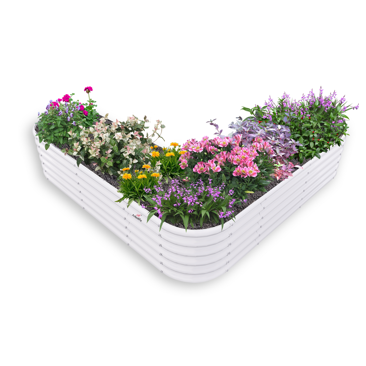 81''x81''x18'' Heart-shaped Galvanized Steel Raised Garden Bed - White