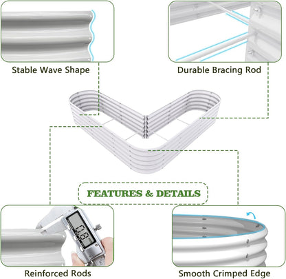 Set of 3: 144''x36''x18'' & 81''x81''x18'' Raised Garden Beds Layout（Grey/White）