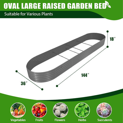 Set of 3: 144''x36''x18'' & 81''x81''x18'' Raised Garden Beds Layout（Grey/White）