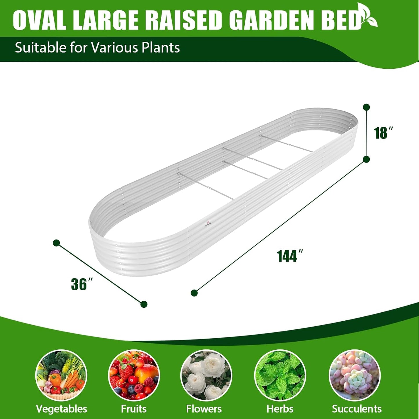 Set of 3: 144''x36''x18'' & 81''x81''x18'' Raised Garden Beds Layout（Grey/White）