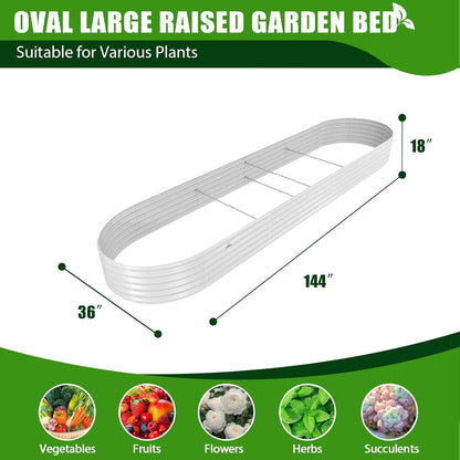 Set of 3: 144''x36''x18'' & 81''x81''x18'' Raised Garden Beds Layout（Grey/White）