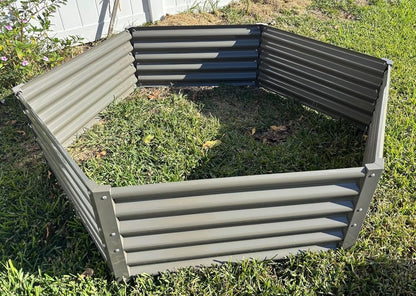 70''x60''x18'' Hexagon Galvanized Steel Raised Garden Bed - Grey