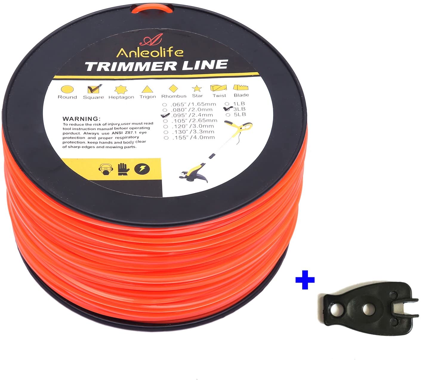 5lb .095 Heavy Duty Nylon Square Commercial String Trimmer Line